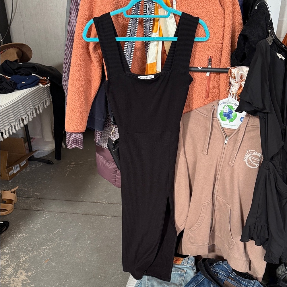Reformation Black Midi Dress